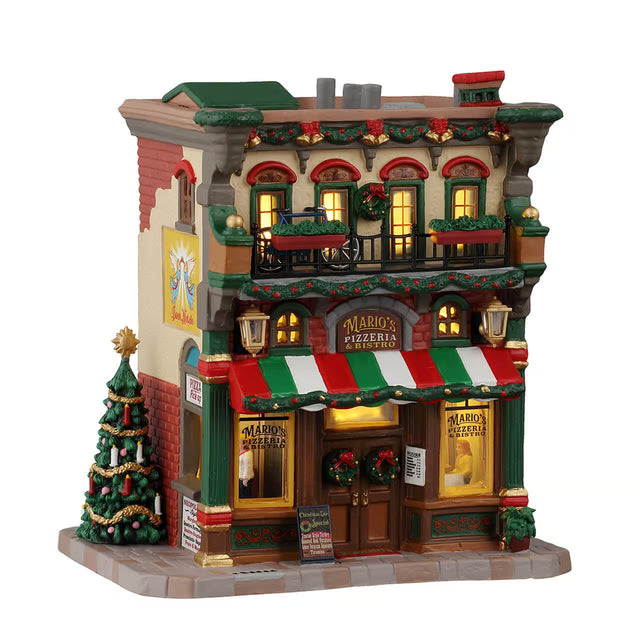 Mario's Pizzeria & Bistro Lemax Christmas Village Illuminated Building Lemax