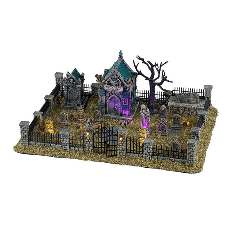 MISTY CRYPT GRAVEYARD, SET OF 15, WITH 4.5V 100mA ADAPTOR Lemax Spooky Town