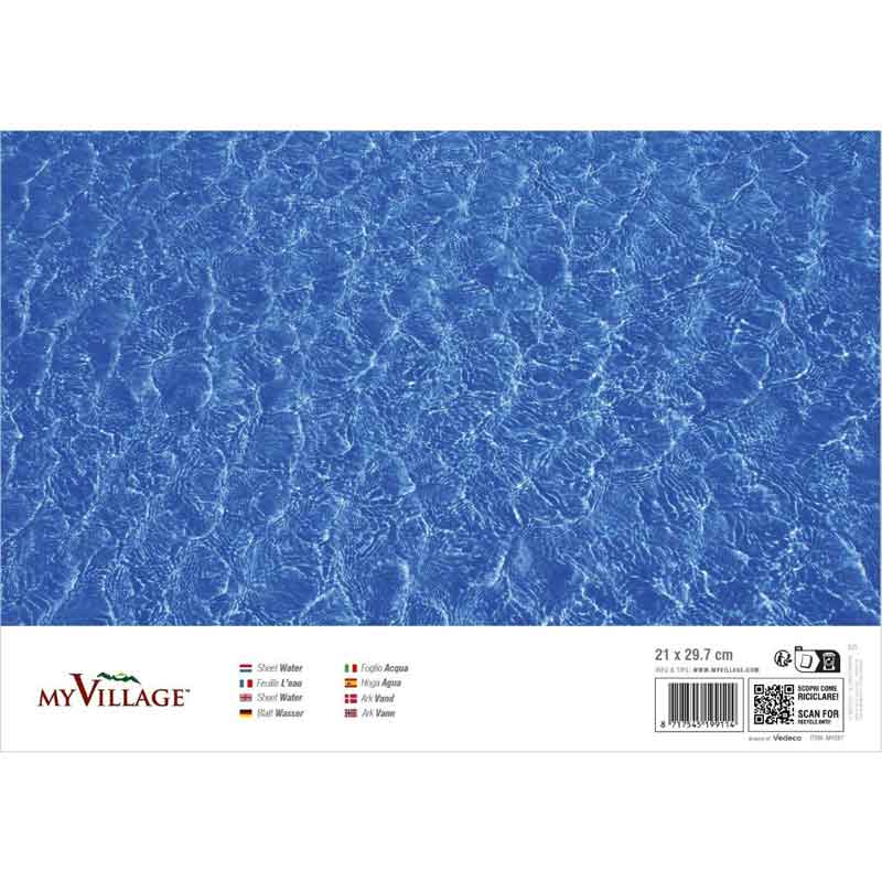 My Village Double Sided Water Sheet (29.7 × 21 cm) – Reversible Calm & Rippling Water Scenery Sheet for Christmas Village Lakes & Rivers | MYD97 Mill Race Garden Centre