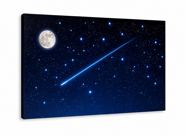 My Village Lighted Canvas Backdrop – Falling Star with Moon (76 × 56 cm) | MYCL07 Mill Race Garden Centre