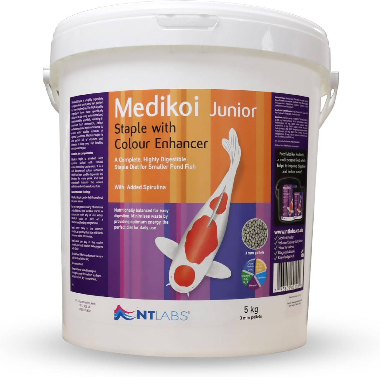 NT Labs MediKoi Probiotic Koi Pellet Food Bucket 5kg