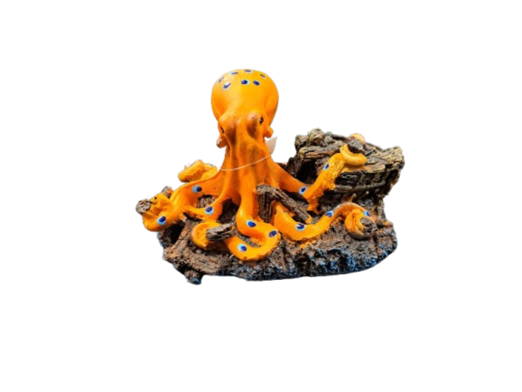 Orange Octopus Aquarium Ornament