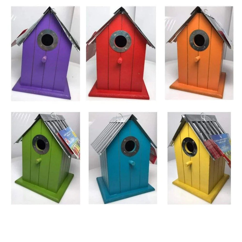 Panacea Corrugated Metal Colourful Bird Houses Assorted Colours
