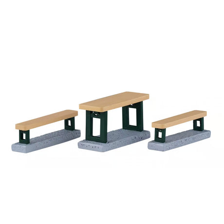 Picnic Benches, Set of 3 Lemax Christmas Village Accessory Lemax