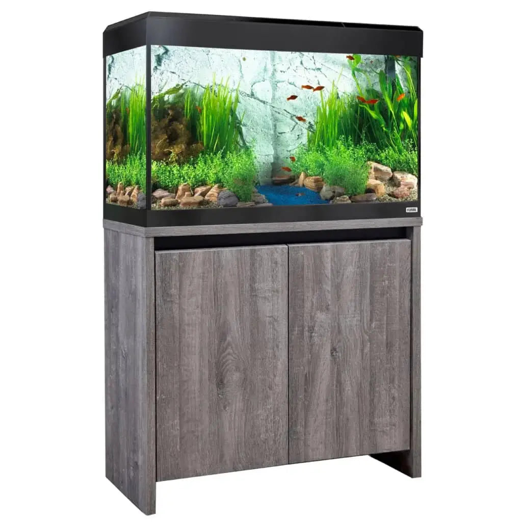 Fluval Roma 125 Aquarium Set Black Aquarium / Grey Oak Cabinet Fluval