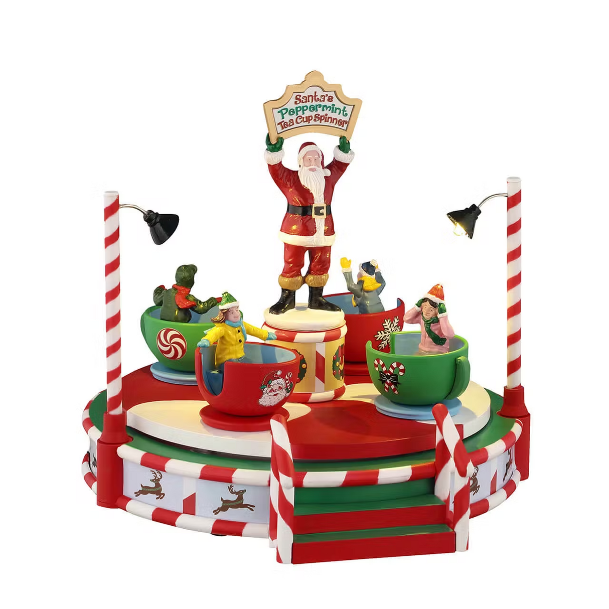 Santa's Peppermint Teacup Spinner B/O (4.5V) Lemax Christmas Village Table Accent