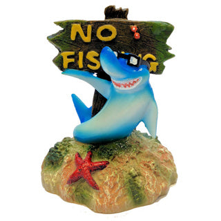 Shark No Fishing Sign Aquarium Ornament