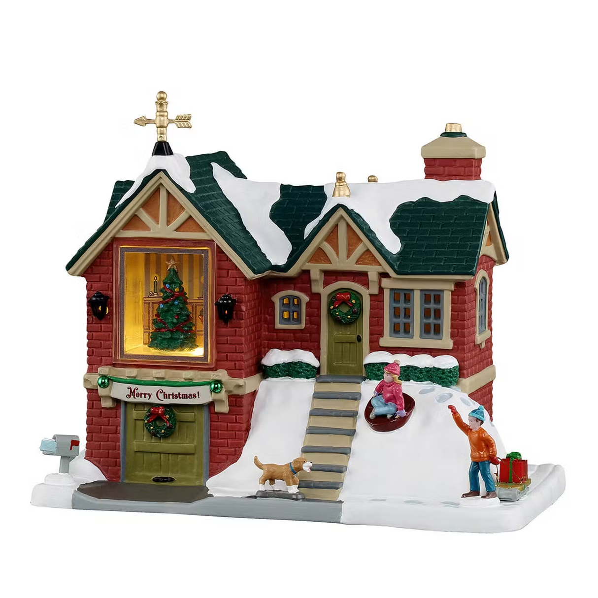The Little Brick House Incl. Adaptor 100 Ma (White) Lemax Christmas Village Illuminated Building