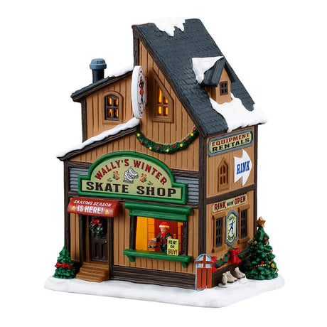 Wally's Winter Skate Shop Lemax Christmas Village Illuminated Building Lemax