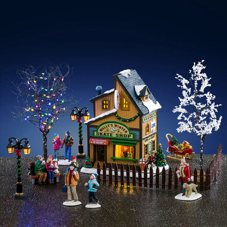Wally's Winter Skate Shop Set Lemax Christmas Village Lemax