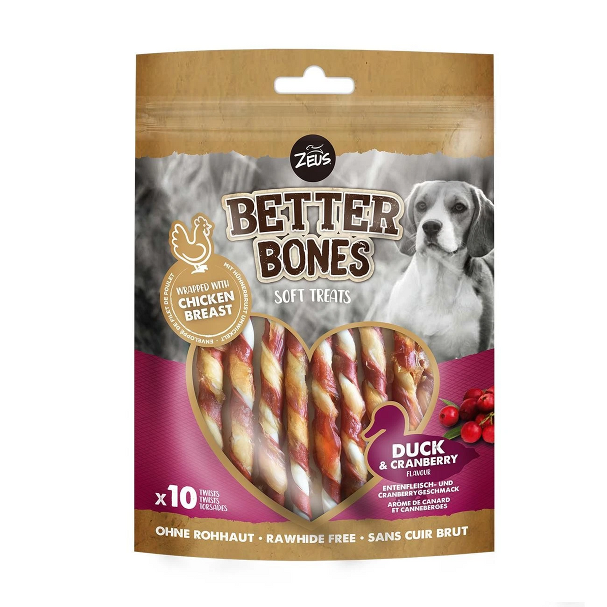 Zeus Better Bones Duck and Cranberry Twists