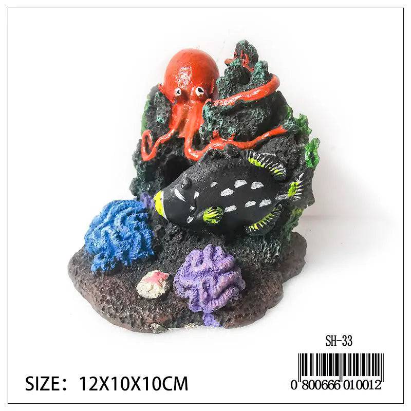 Aquarium D  cor Rock w/Octopus SH-33