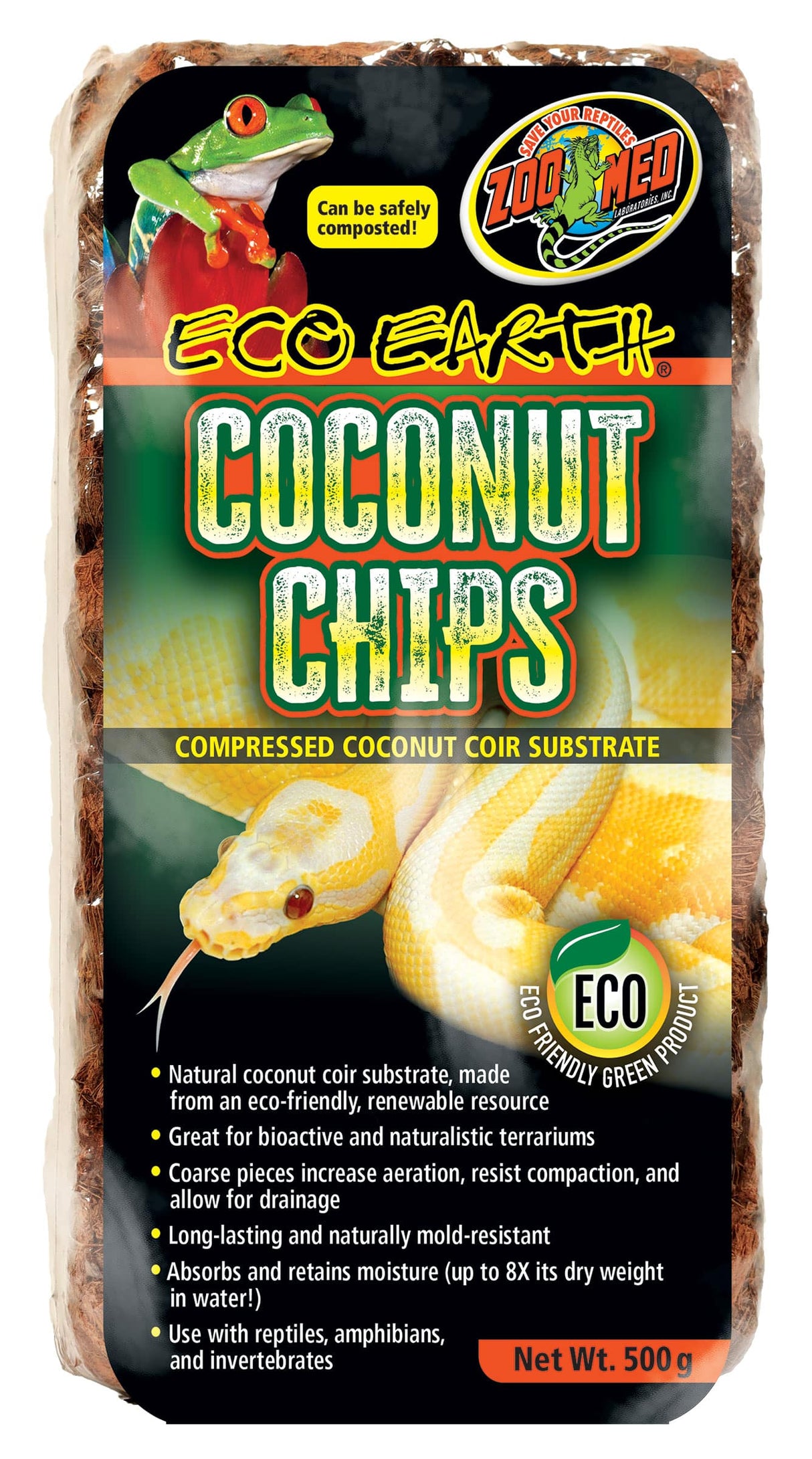 Zoo Med Eco Earth Coconut Chip Block 1 Brick 500g