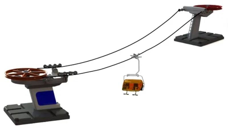 Jagerndorfer Basic Blue/Red 1-Seater Ski Lift Set – 1:32 Scale Motorized Cable System