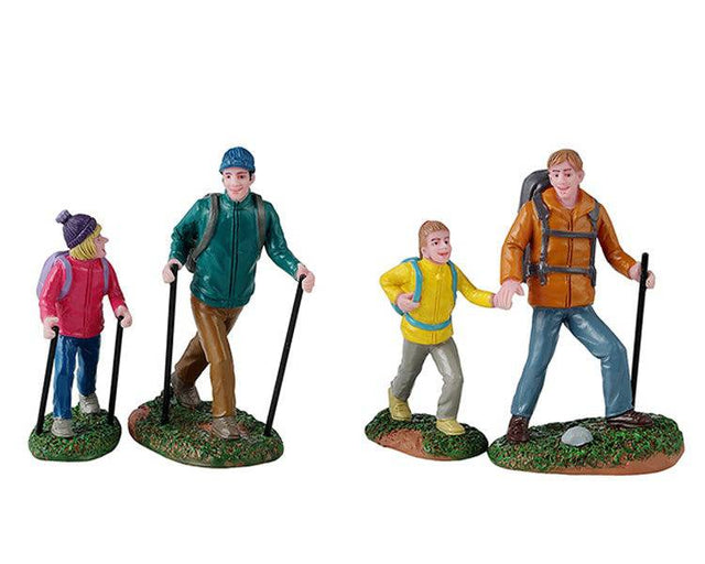 Father And Daughter Hikers Set Of 4 Lemax Christmas Village Figurine Lemax Christmas Village