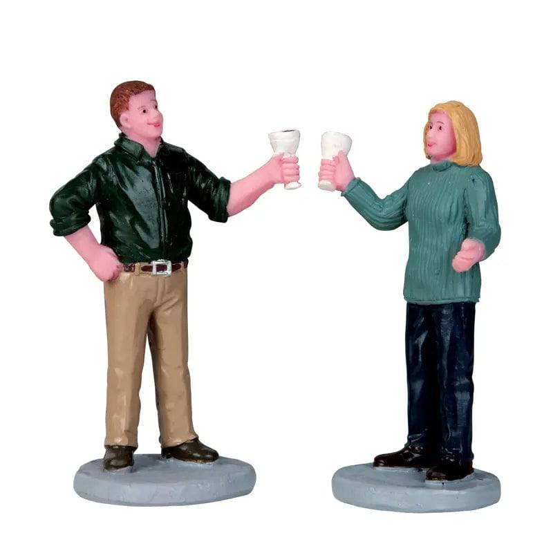 A Fine Vintage Set Of 2 Lemax Christmas Village Figurine