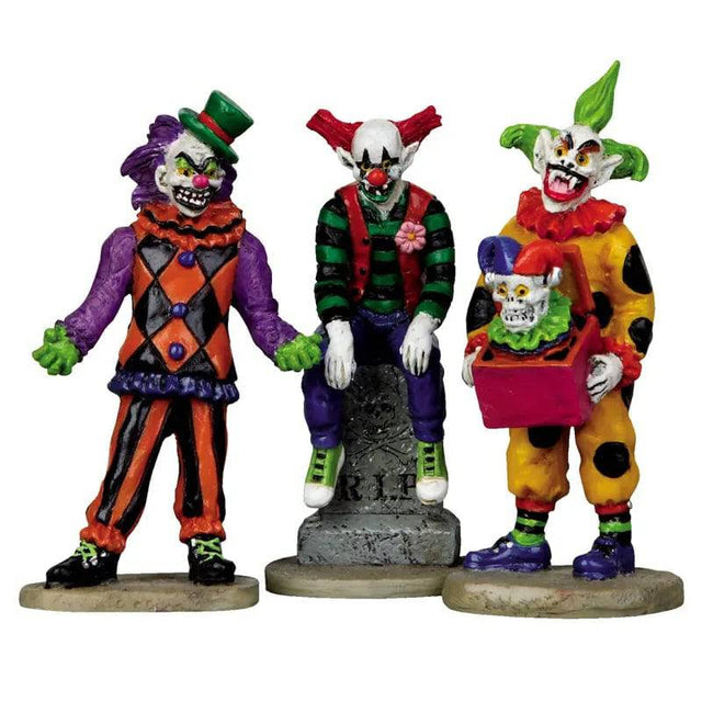 Evil Sinister Clowns Set Of 3 Lemax Spooky Town Figurine Lemax
