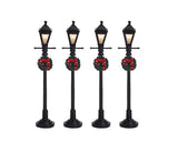Gas Street Lanterns Set of 4 Lemax Christmas Village Accessory Lemax