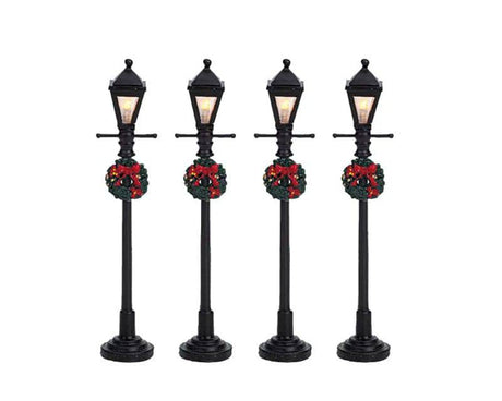Gas Street Lanterns Set of 4 Lemax Christmas Village Accessory Lemax