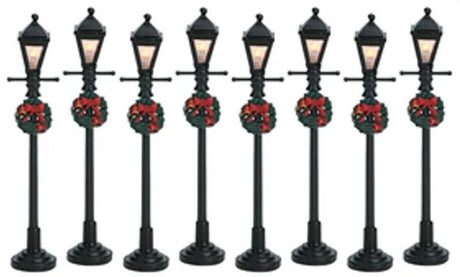 Gas Street Lanterns Set of 8 Lemax Christmas Village Accessory Lemax