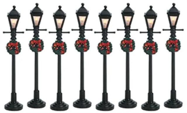 Gas Street Lanterns Set of 8 Lemax Christmas Village Accessory Lemax