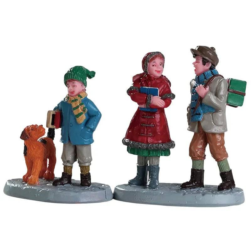 Going To School Set Of 2 Lemax Christmas Village Figurine