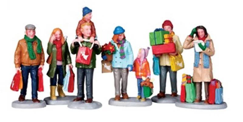 Holiday Shoppers 6pcs Lemax Christmas Village Figurine Lemax