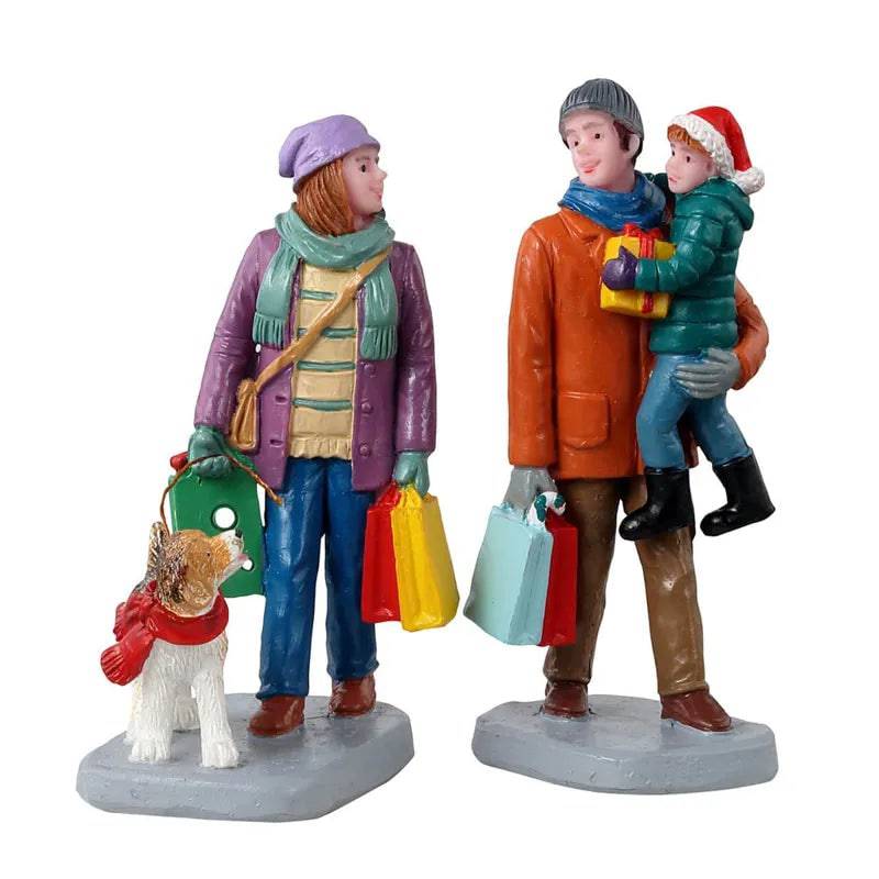 Holiday Shoppers Set Of 2 Lemax Christmas Village Figurine