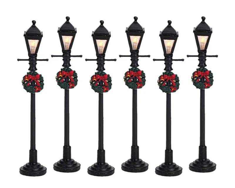 Gas Street Lanterns Set of 6 Lemax Christmas Village Accessory Lemax