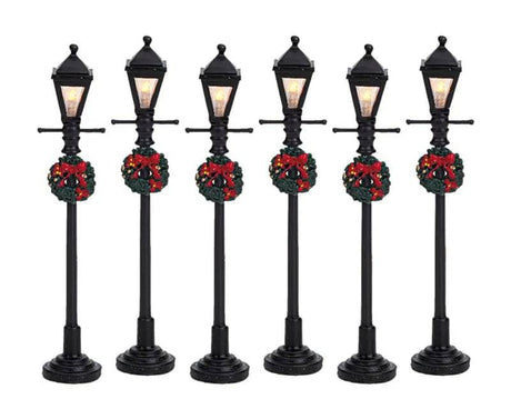 Gas Street Lanterns Set of 6 Lemax Christmas Village Accessory Lemax