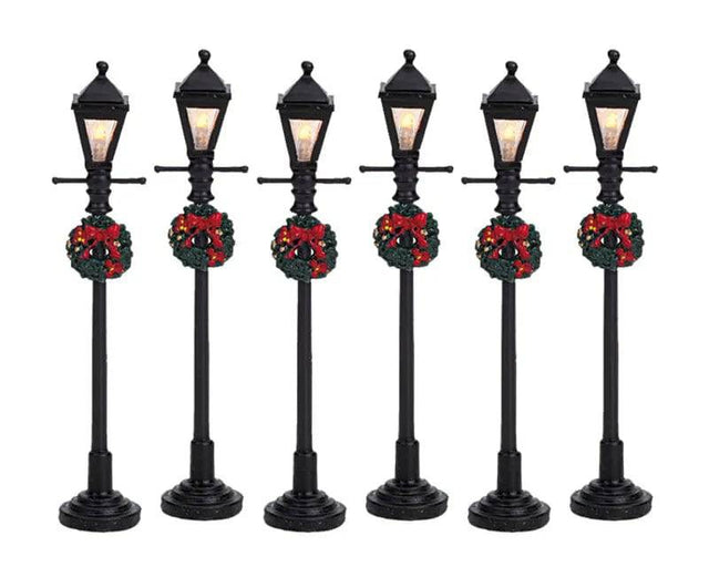 Gas Street Lanterns Set of 6 Lemax Christmas Village Accessory Lemax