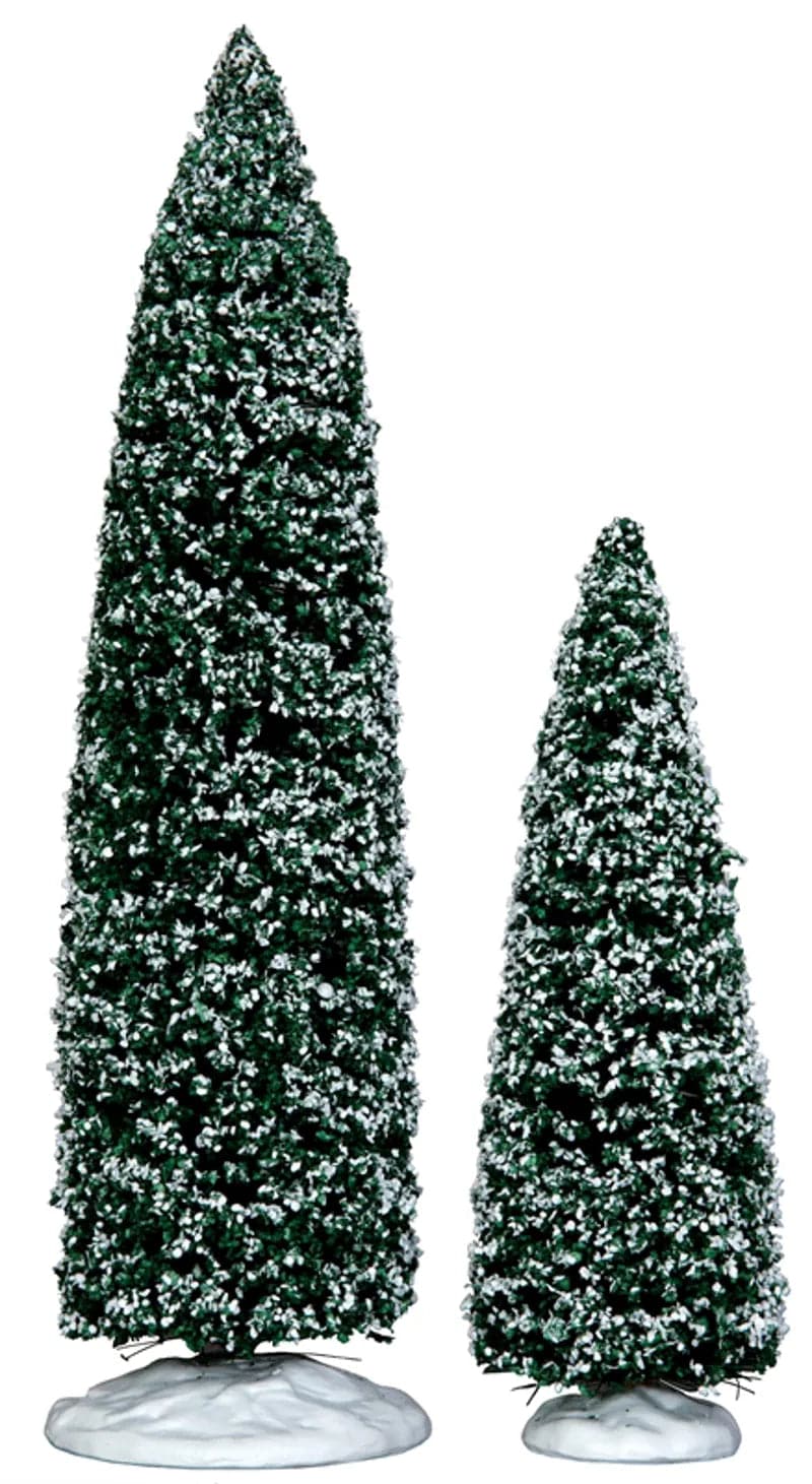 Snowy Juniper Large and Medium 2pcs Lemax Christmas Village Trees Lemax Christmas Village