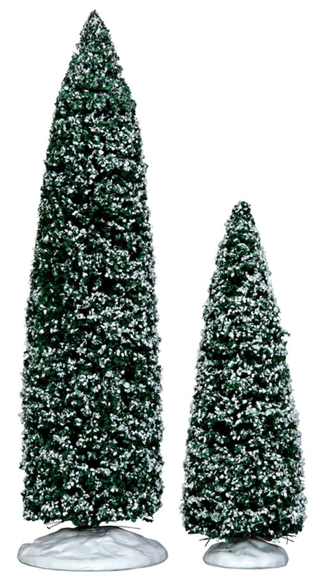 Snowy Juniper Large and Medium 2pcs Lemax Christmas Village Trees Lemax Christmas Village