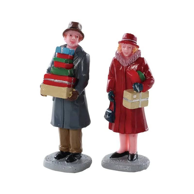 Mailing Frenzy Set Of 2 Lemax Christmas Village Figurine Lemax