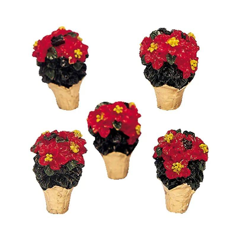Poinsettias Set Of 5 Lemax Christmas Village Accessory