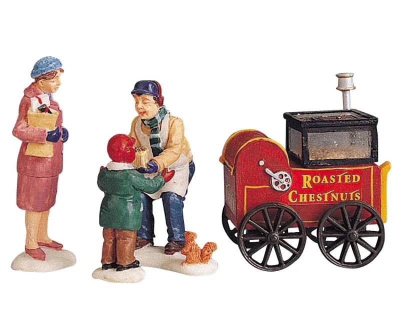 Roasted Chestnut Stand Set/4.Lemax Christmas Village Figurine
