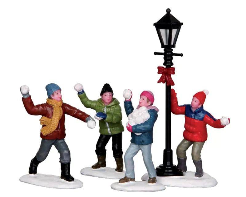 Snowball Fight 4pcs Lemax Christmas Village Figurine