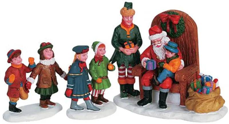 Visiting Santa 3pcs Lemax Christmas Village Figurine