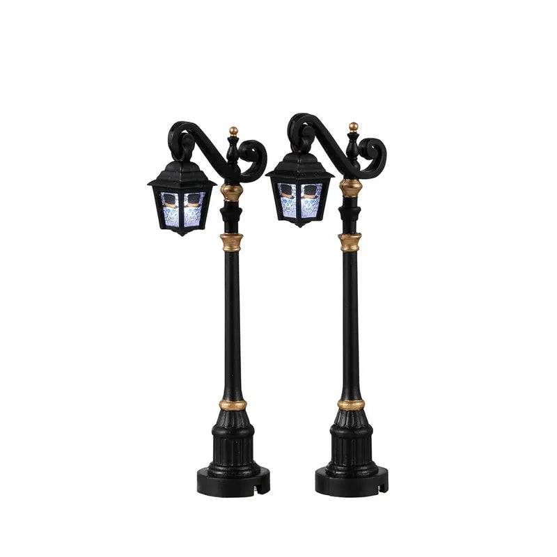 Skeleton Deco Lamp Set Of 2 Lemax Spooky Town Lighted Accessory