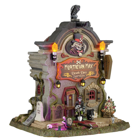 MORTICIAN MAX - DEATH DAY SERVICES, WITH 4.5V 100mA ADAPTOR Lemax Spooky Town
