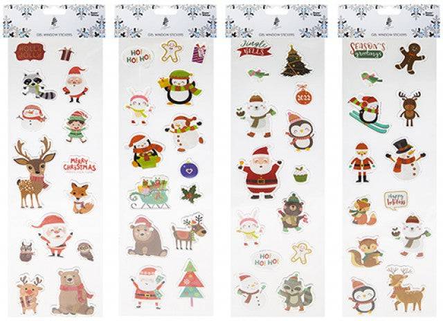 15 x 55cm Christmas Gel Printed Window Stickers Assorted