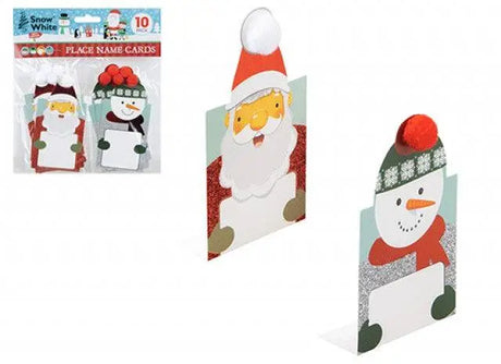 Place Snowman and Santa Name Cards with Pompom Pack of 10 Pms International Group Plc