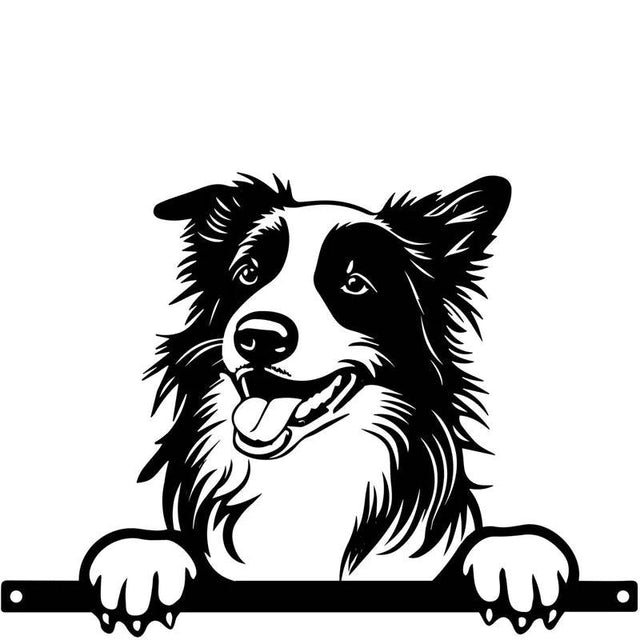 Metal Collie Peeking Silhouette by Primus Primus