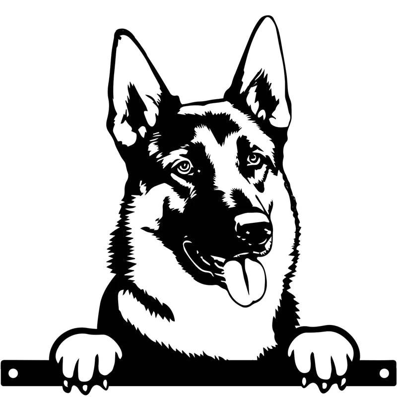 Metal German Shepherd Peeking Silhouette by Primus Primus