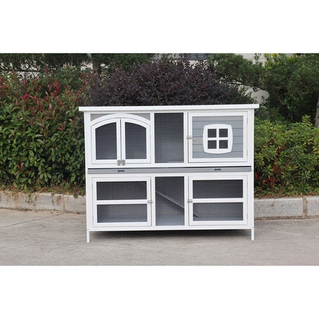 Harrisons Ravenglass Double Rabbit Hutch Soft Grey 150x60x116cm Pedigree Wholesale Limited