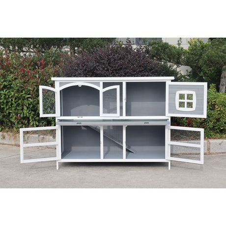 Harrisons Ravenglass Double Rabbit Hutch Soft Grey 150x60x116cm Pedigree Wholesale Limited