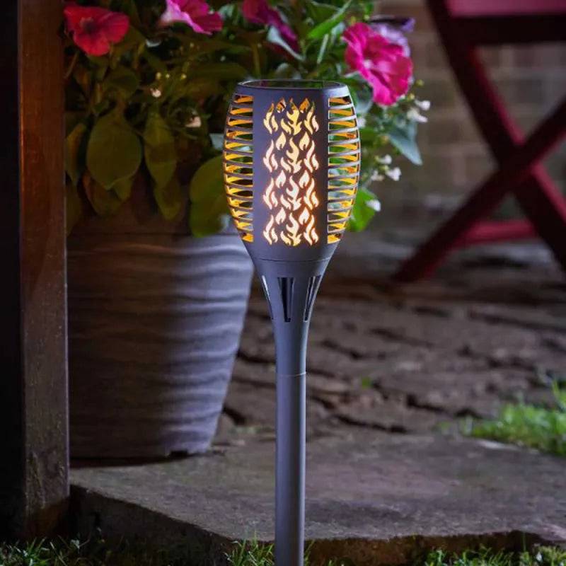 Slate Grey Flaming Compact Torch Stake Light by Smart Solar