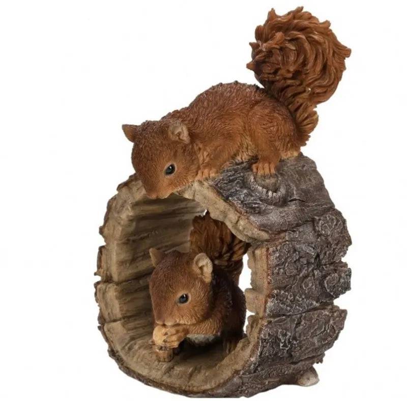 Playful Red Squirrels on Hollow Log Real Life Ornament by Vivid Arts