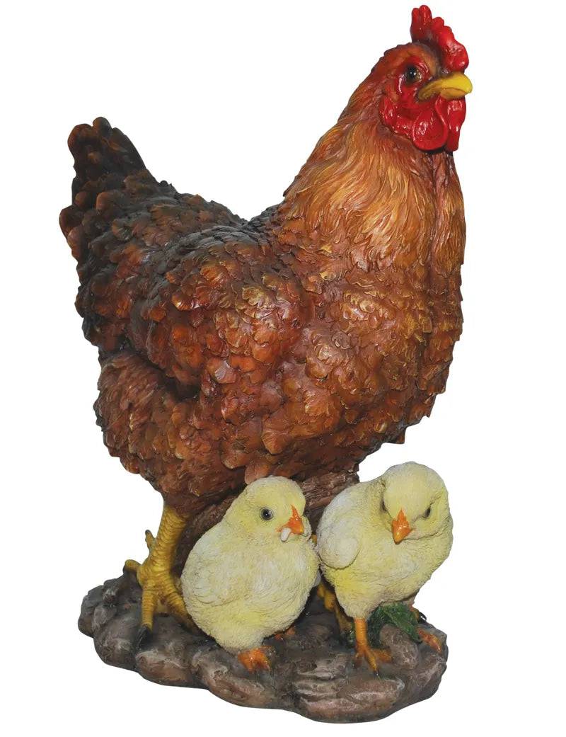 Hen with Chicks Real Life Resin Ornament by Vivid Arts