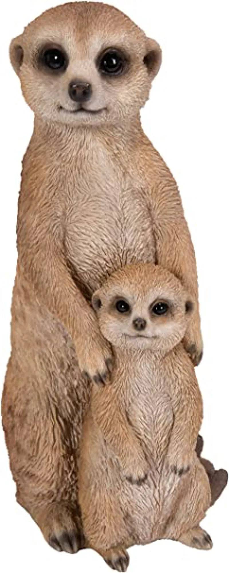 Real Life Mother and Baby Meerkat Ornament Size D by Vivid Arts